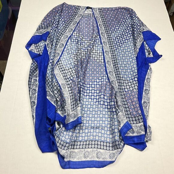 Tahari Womens Cardigan Caftan Printed Coverup Short Sleeve Lightweight One Size - Picture 1 of 9